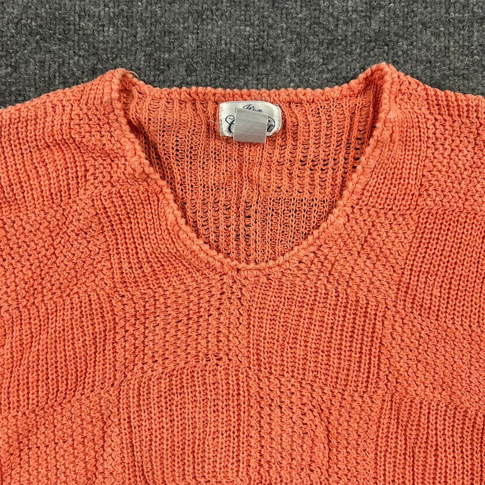 It's a Classic Sweater Vest Womens Size L Coral Orange Cotton Ramie Knit V-Neck